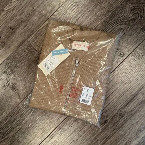 BNWT Revolution of 1995 - Men's Khaki/Beige Organic Cotton Bomber Sweatshirt - Picture 6 of 6